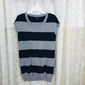 Gap Women's Tunic Sweater Dress XS Navy Blue Gray Striped Cashmere